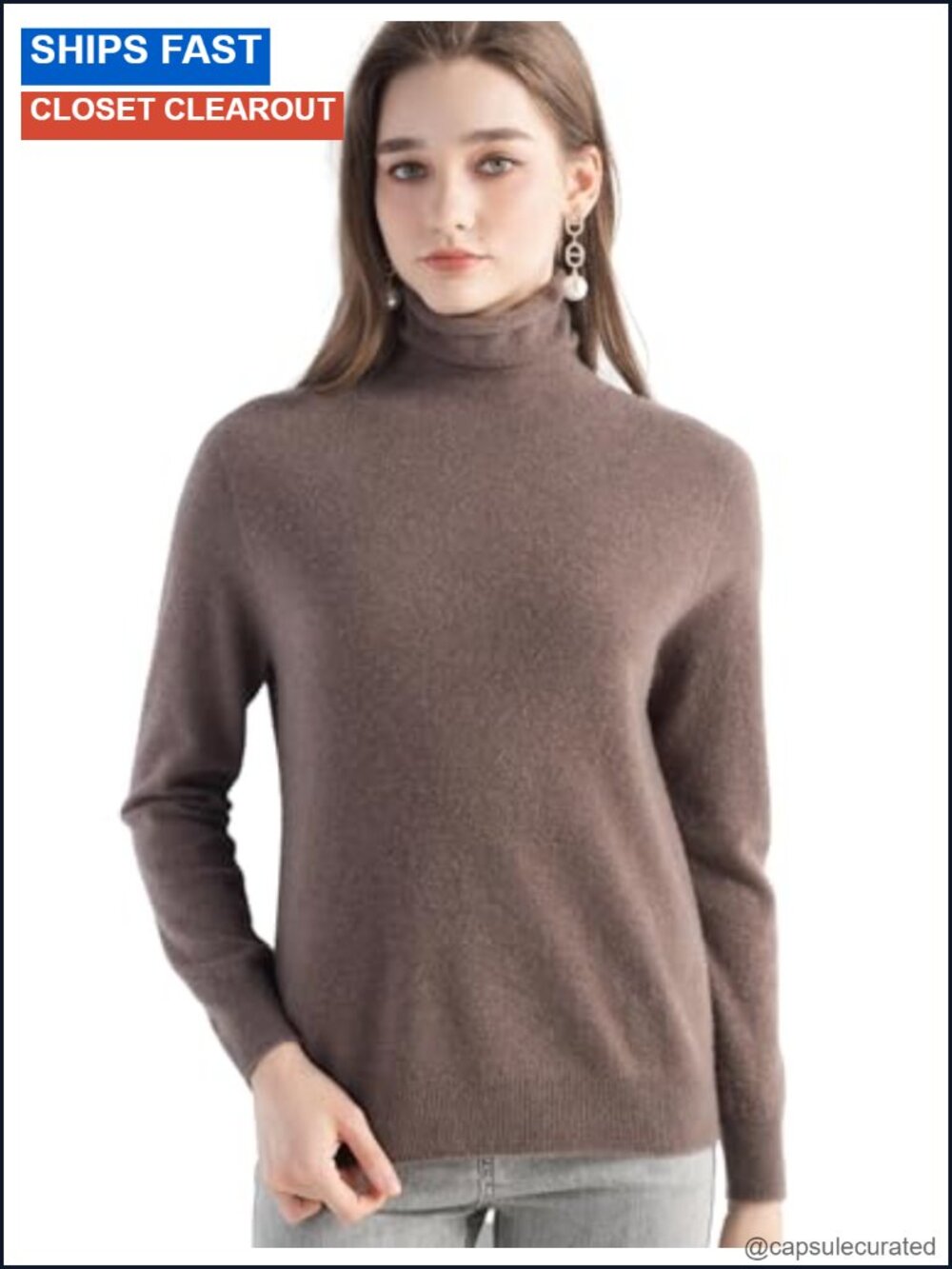 100% Pure Cashmere Women's Turtleneck Long Sleeve Seamless Knit Pullover